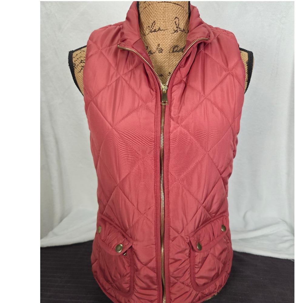 Love Tree Quilted Puffer Vest Womens Medium Coral Pink Excellent Diamond Pattern